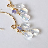 rainbow moonstone and tanzanite earrings