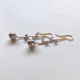 Silver gray Akoya pearl and tanzanite earrings