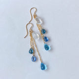 Rainbow moonstone and blue natural stone earrings 