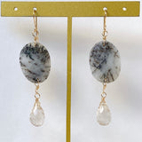 dendrite opal and topaz earrings