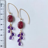 thulite and amethyst earrings