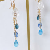 Rainbow moonstone and blue natural stone earrings 