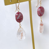 Thulite and Himalayan crystal earrings A 