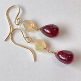 ruby and ethiopian opal earrings 