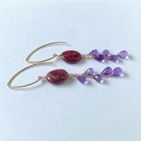 thulite and amethyst earrings