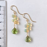 Rutile peridot and opal earrings