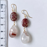 Thulite and Himalayan crystal earrings B 