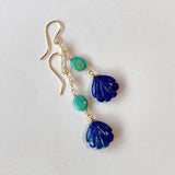 Lapis lazuli, turquoise and Akoya baby pearl earrings 