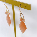 Peach moonstone and sunstone bouquet earrings 