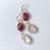 Thulite and Himalayan crystal earrings A 