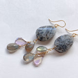 Dendrite opal, labradorite and ametrine earrings