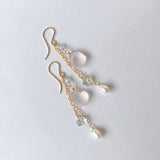 Heart rose quartz Tanabata earrings 