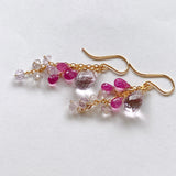 Pink amethyst, ruby, and ametrine Sharashara earrings