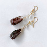 Large garden quartz and oil-in perkimer quartz earrings