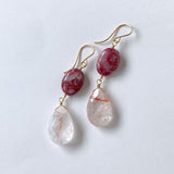 Thulite and Himalayan crystal earrings A 