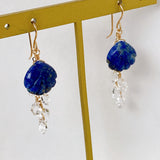 lapis lazuli and herkimer quartz earrings 