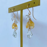 Green amethyst and heliodor bouquet earrings 