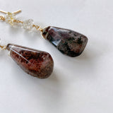 Large garden quartz and oil-in perkimer quartz earrings