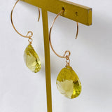 Large lemon quartz single earrings B 