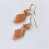 Peach moonstone and sunstone bouquet earrings 