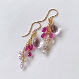 Pink amethyst, ruby, and ametrine Sharashara earrings