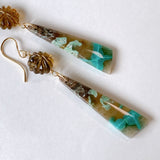 Opalized wood and honey quartz flower earrings No.4-9 