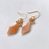 Peach moonstone and sunstone bouquet earrings 