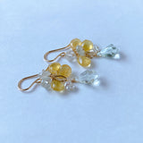 Green amethyst and heliodor bouquet earrings 