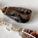 Large garden quartz and oil-in perkimer quartz earrings