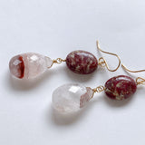 Thulite and Himalayan crystal earrings B 