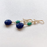 Lapis lazuli, turquoise and Akoya baby pearl earrings 