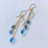 Rainbow moonstone and blue natural stone earrings 