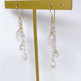 Heart rose quartz Tanabata earrings 