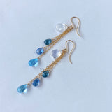 Rainbow moonstone and blue natural stone earrings 