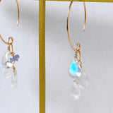 rainbow moonstone and tanzanite earrings