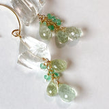 Crystal, yellow beryl and Colombian emerald earrings