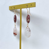 Thulite and Himalayan crystal earrings B 