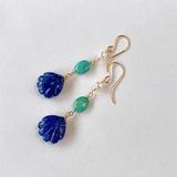 Lapis lazuli, turquoise and Akoya baby pearl earrings 