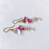 Pink amethyst, ruby, and ametrine Sharashara earrings