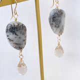 dendrite opal and topaz earrings