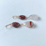 Thulite and Himalayan crystal earrings B 