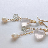 Heart rose quartz Tanabata earrings 