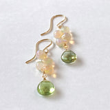 Rutile peridot and opal earrings