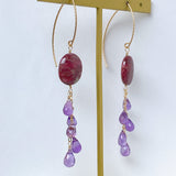 thulite and amethyst earrings