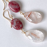 Thulite and Himalayan crystal earrings A 