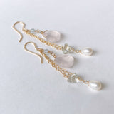 Heart rose quartz Tanabata earrings 