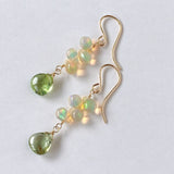 Rutile peridot and opal earrings