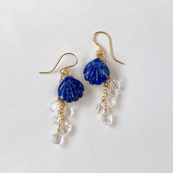 lapis lazuli and herkimer quartz earrings 