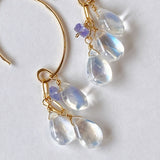 rainbow moonstone and tanzanite earrings