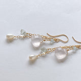 Heart rose quartz Tanabata earrings 